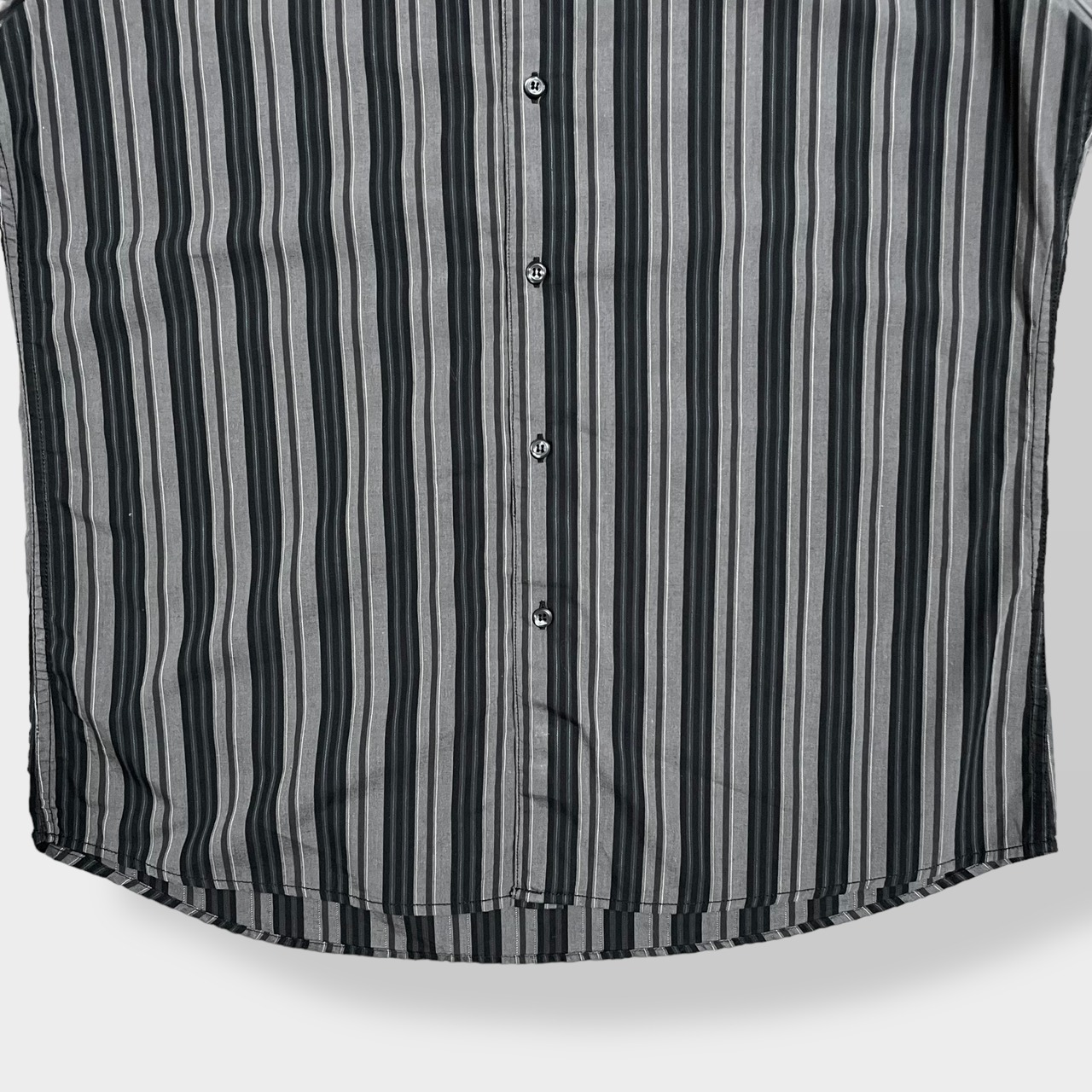 【REDWOOD】ストライプシャツ マルチストライプ マルチカラー 長袖シャツ カジュアルシャツ コットン 柄シャツ L ビッグサイズ 春物 US古着