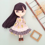 ２段フリルワンピース（グレーミモザ黒チェック）リカちゃんネオブライス