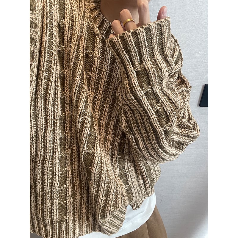 dannyandzeeケーブルバーシブルセーター | mblueshop