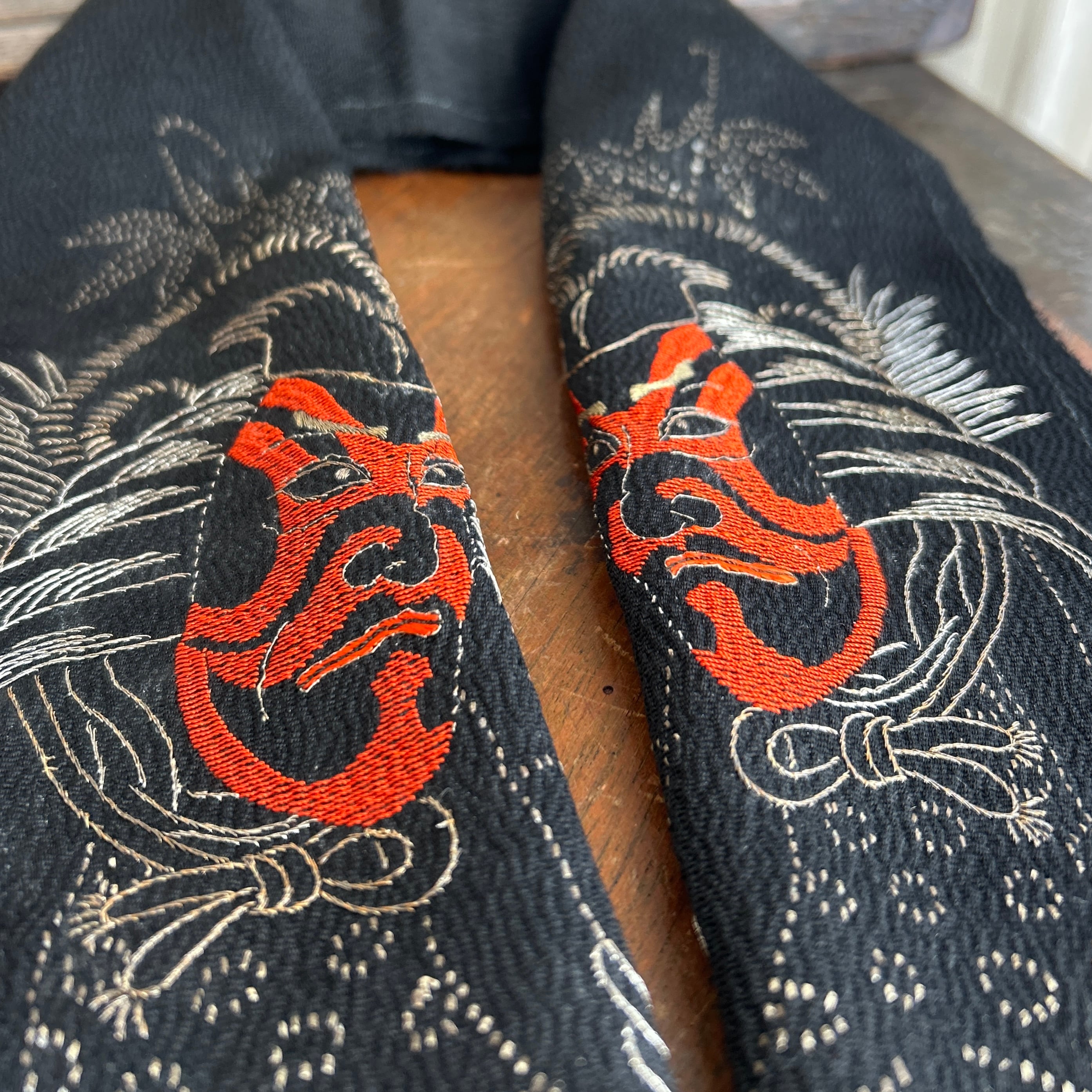 アンティーク刺繍半襟　暫