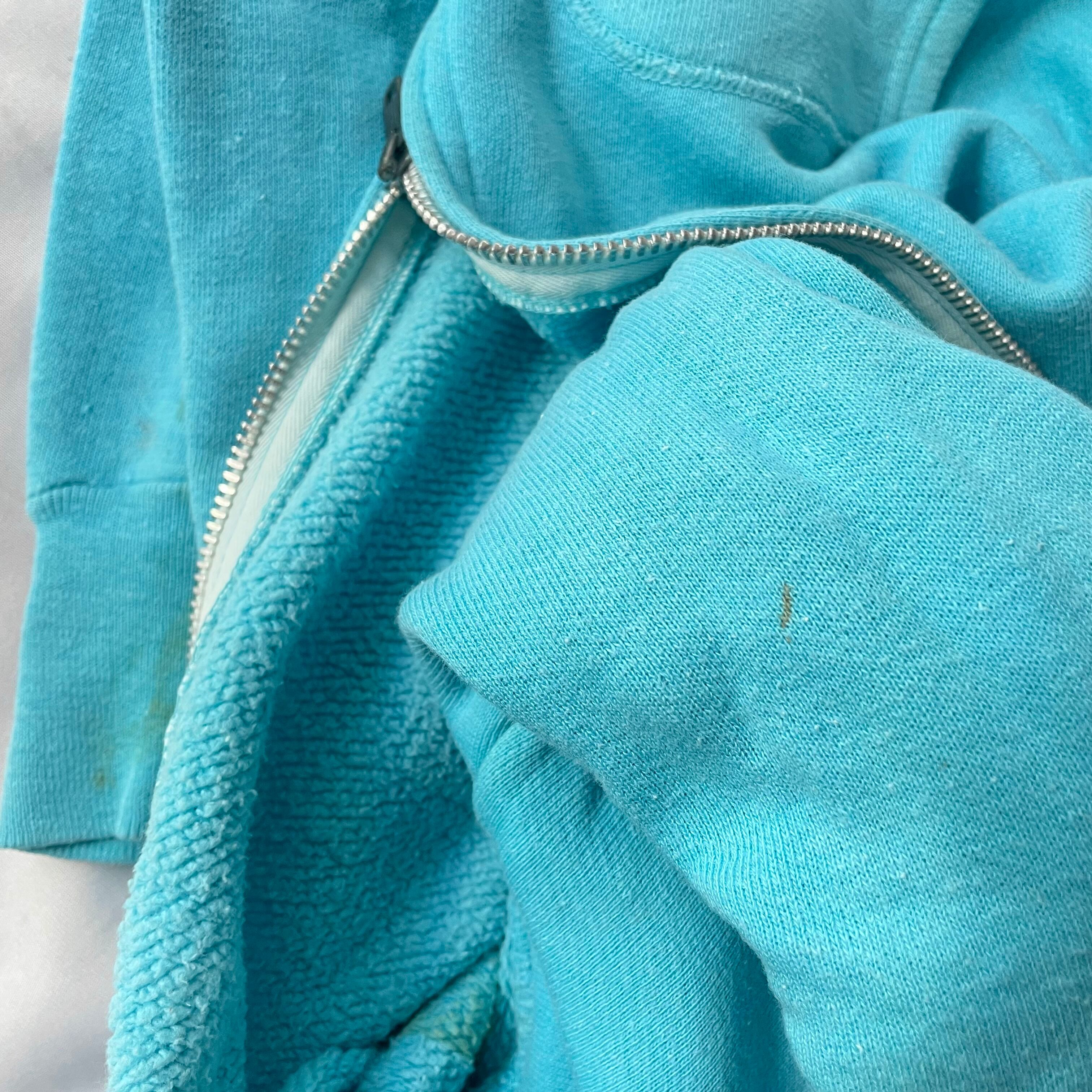 60s vintage turquoise separate pocket zip sweat parker