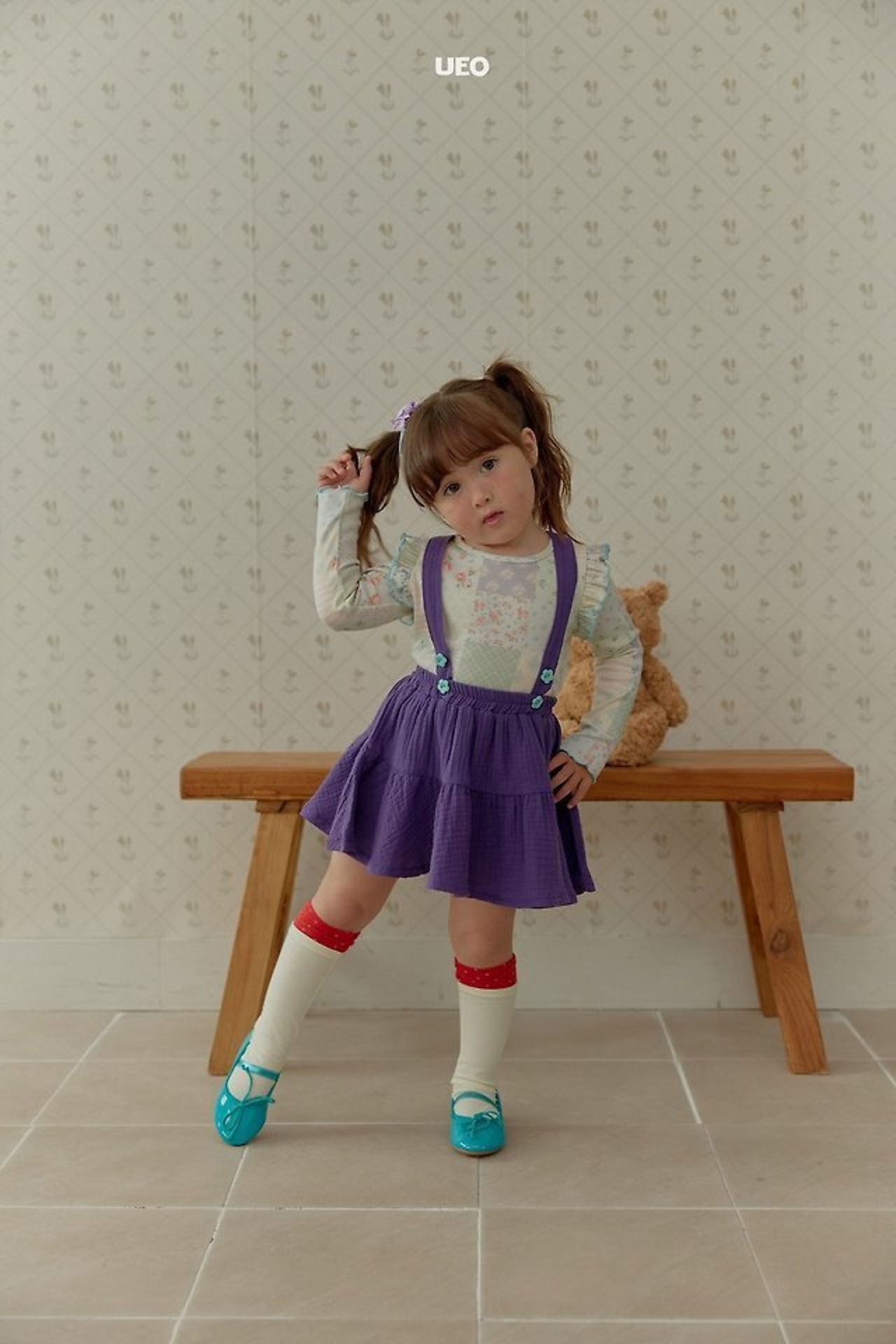 韓国子供服 / ÜEO / スクエアエンジェルTシャツ / 秋服 *S~JS*