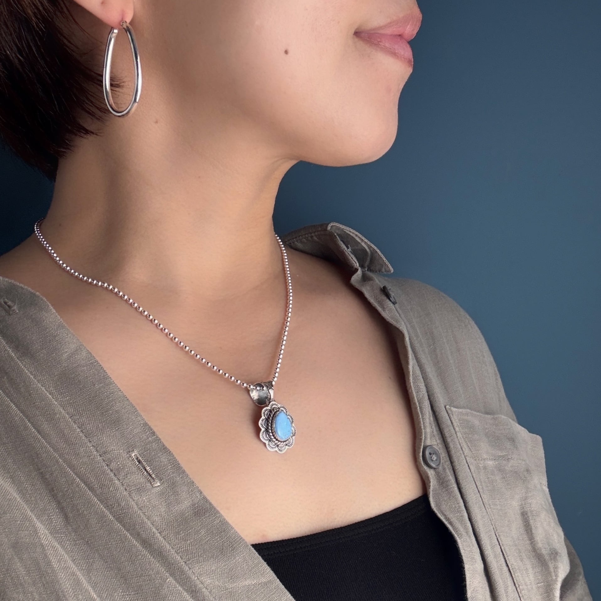 【RB作】INDIAN JEWELRY シルバー×ターコイズ ペンダントトップ RB作】INDIAN JEWELRY シルバー×ターコイズ ペンダントトップ