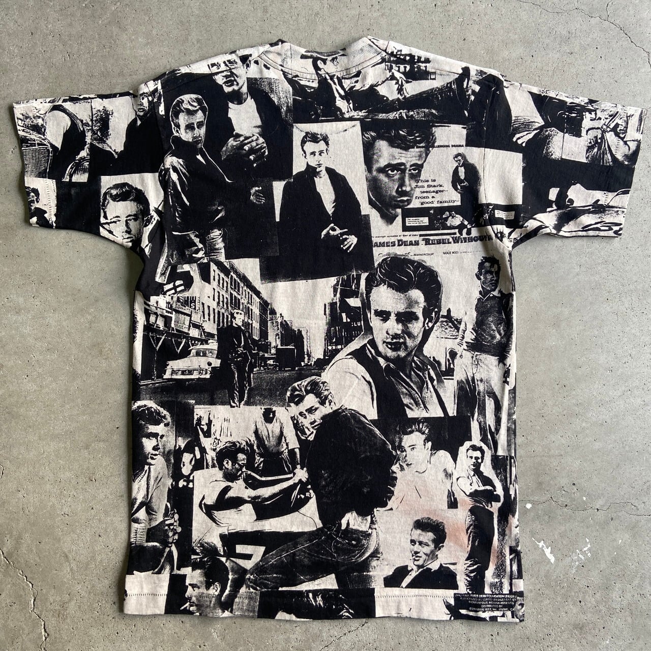 90年代 James Dean ジェームズ ディーン フォトプリントTシャツ ムービーTシャツ メンズM 古着 ヴィンテージ ビンテージ 90s  オールオーバープリント 映画 俳優 総柄 ブラック 黒 【Tシャツ】 | cave 古着屋【公式】古着通販サイト