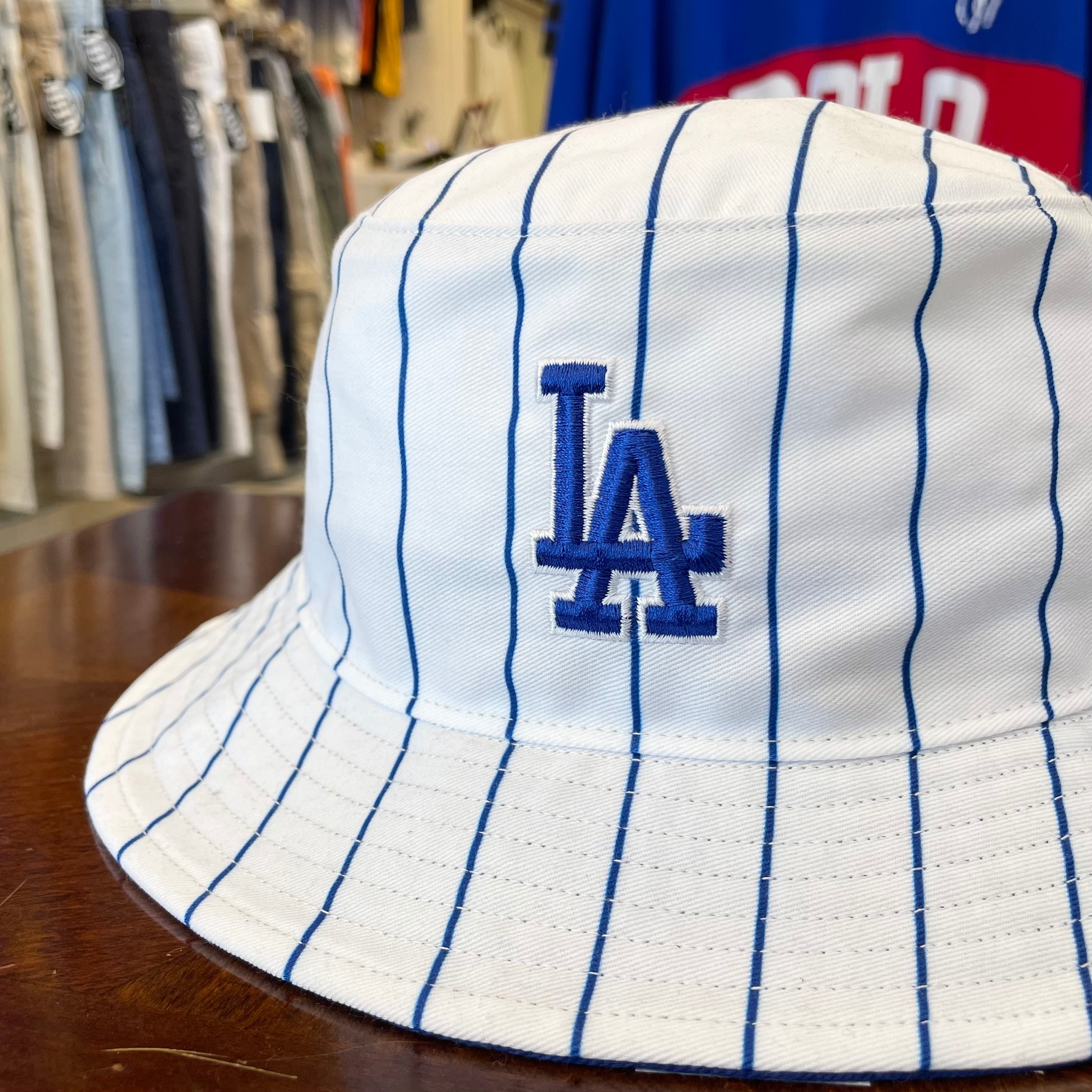 '47 フォーティーセブン MLB Los Angeles Dodgers ロサンゼルス ドジャース Pinstriped Bucket Hat  ピンストライプ バケットハット