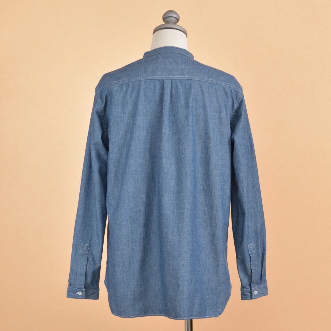 LOLO ロロ スタンドカラーシャンブレーシャツ・インディゴ【メンズ】