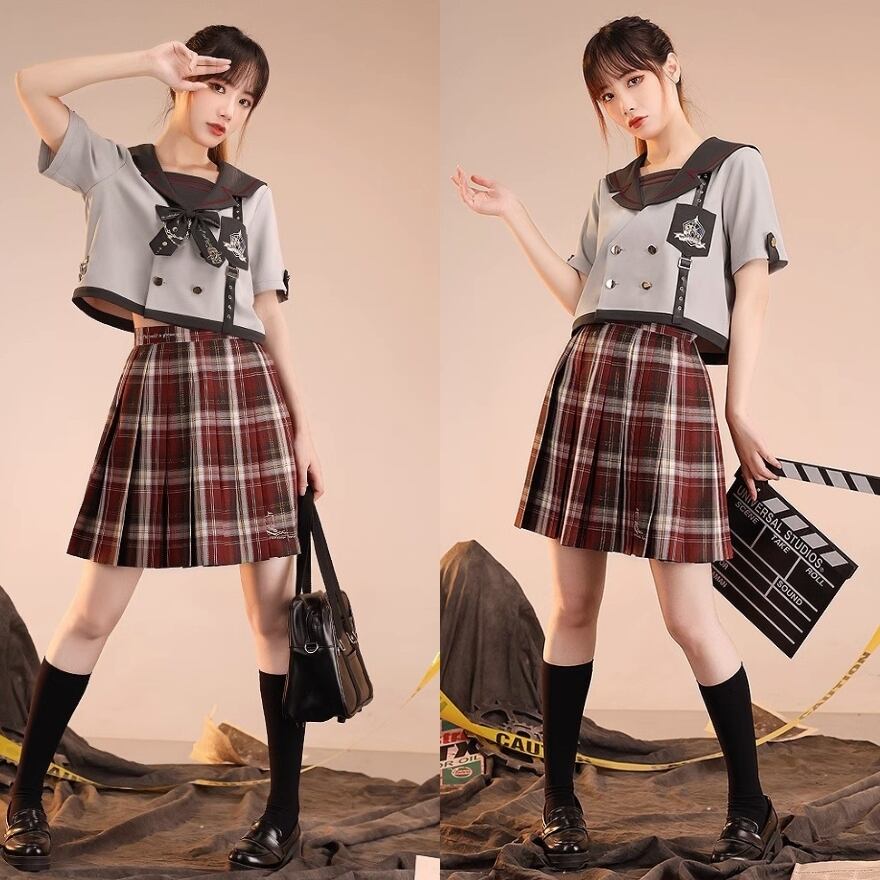 サブカル 服 地雷系 通販 ロリータ スカート チェック柄 刺繍 学園風 闇かわいい 系