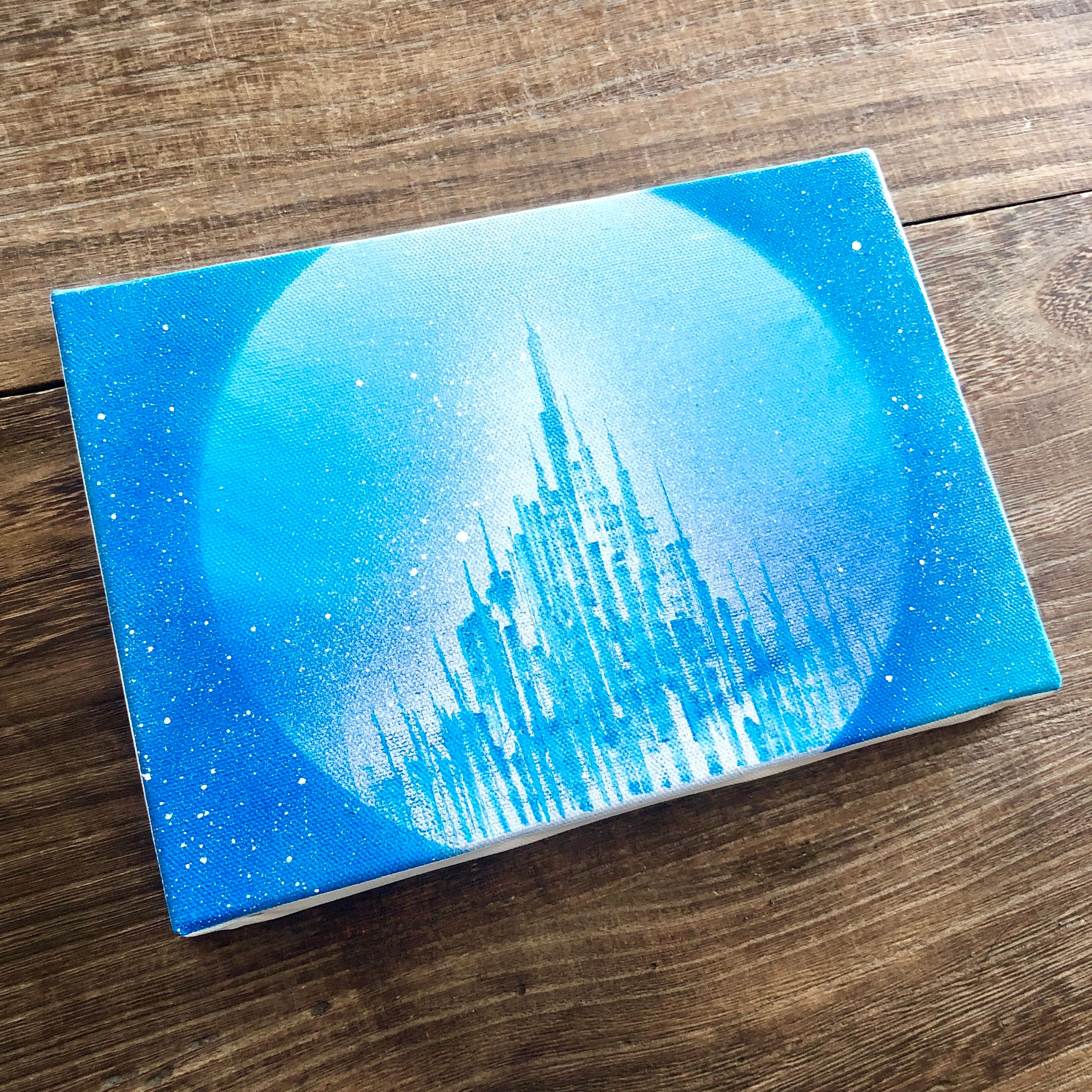 Where nobody knows #2304」原画 風景×世界 青 水色 絵画 キャンバス