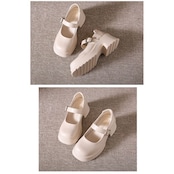 ストラップ  厚底 プレーントゥ シューズ  90015