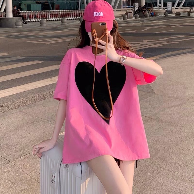 ピンク ハート 黒 XL XXL Tシャツ トップス | PAY ID