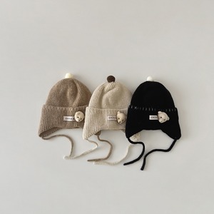 【HAT】熊さん付きニット帽子