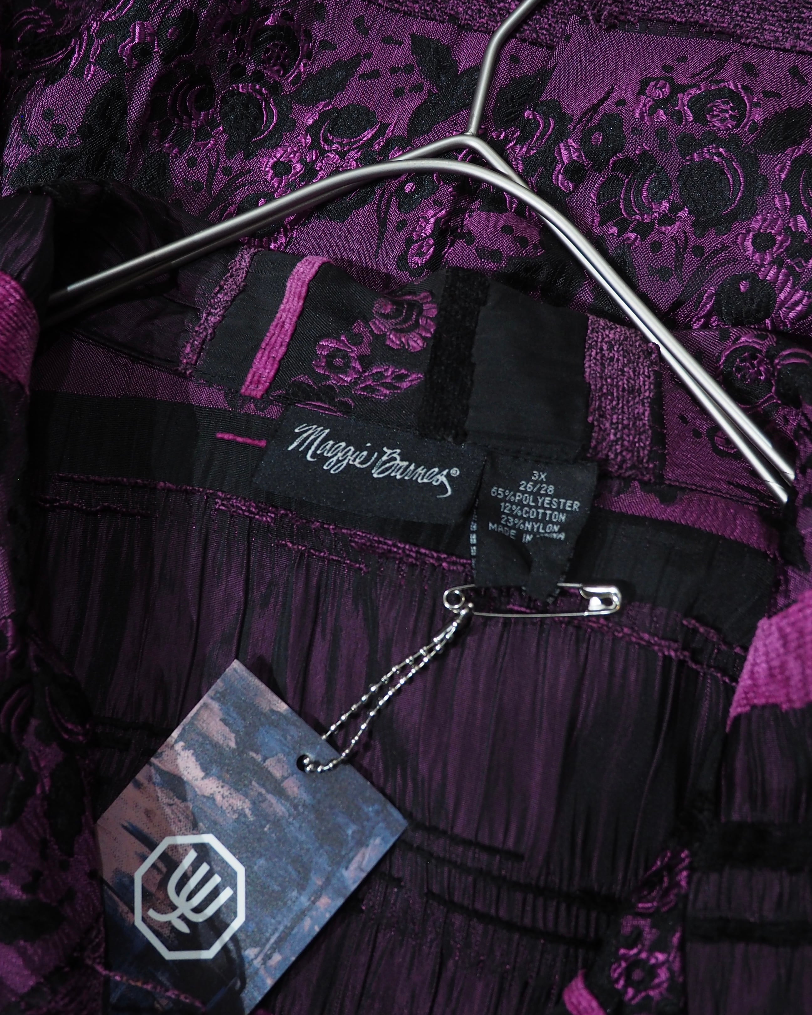 1990s Bewitching Dark purple velours × pleats Switching vintage loose jacket