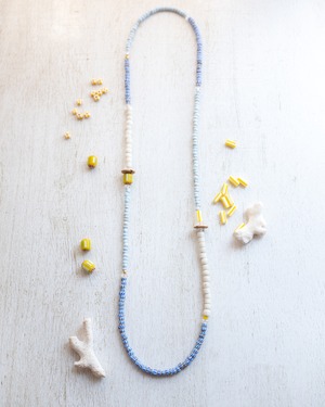 【そらうみ】アンティークアフリカンビーズと天然石のネックレス/N552-1