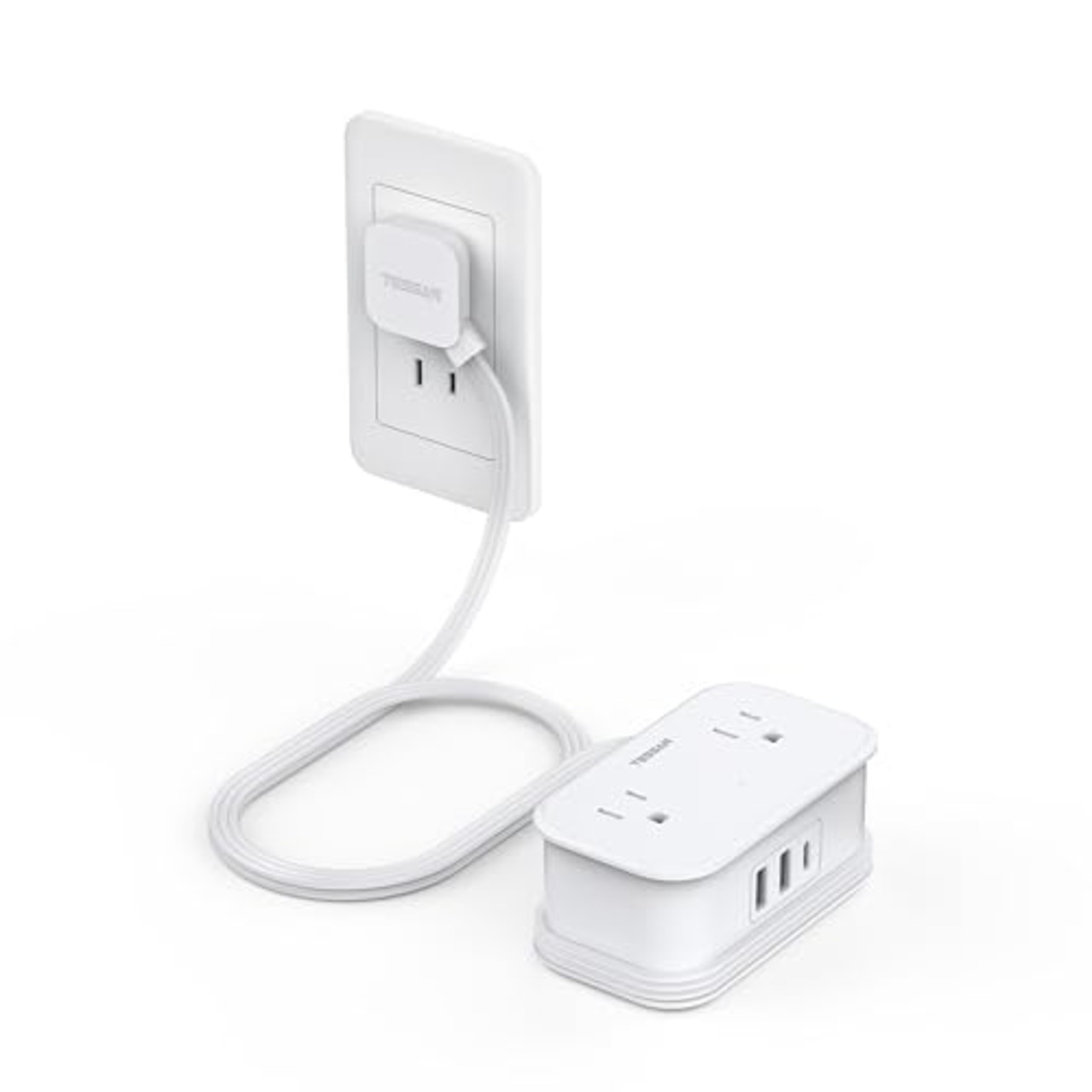 延長コード1m タイプc TESSAN 電源タップ usb付き コンセントタップ 4個AC差込口 1type-C 2type-Aポート 小型軽量 テーブルタップ たこあしコンセント 出張/旅行