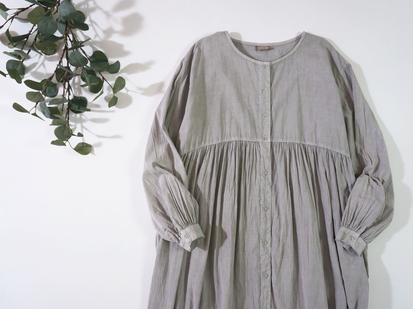 Bengara cotton voile gathered dress