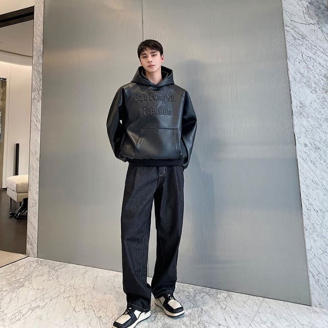 予約販売】パーカー フーディー シンプル 長袖 メンズ ブラック