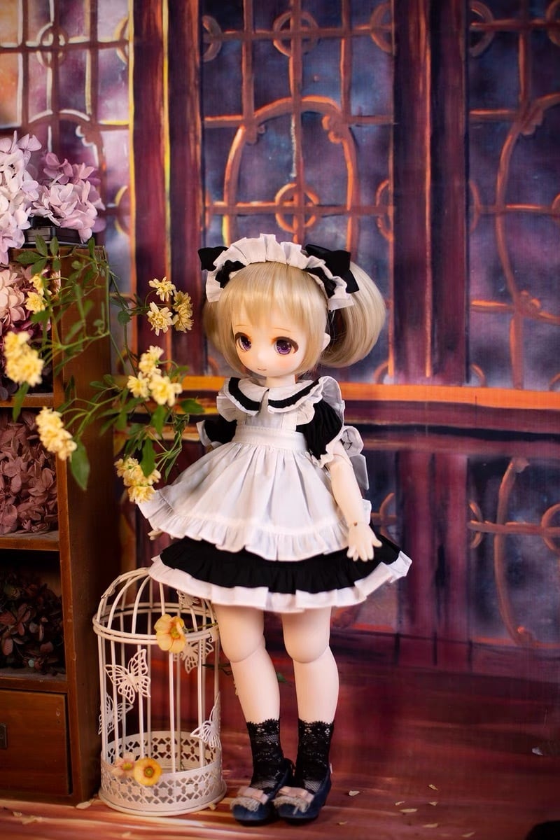 WY268 BJD 1/3 ドール 衣装 メイド服 グリーン ハンドメイド