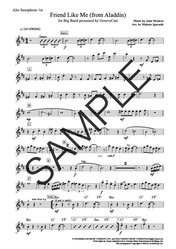 Friend Like Me (from Aladdin)」ビッグバンド用楽譜 | GrooveCast