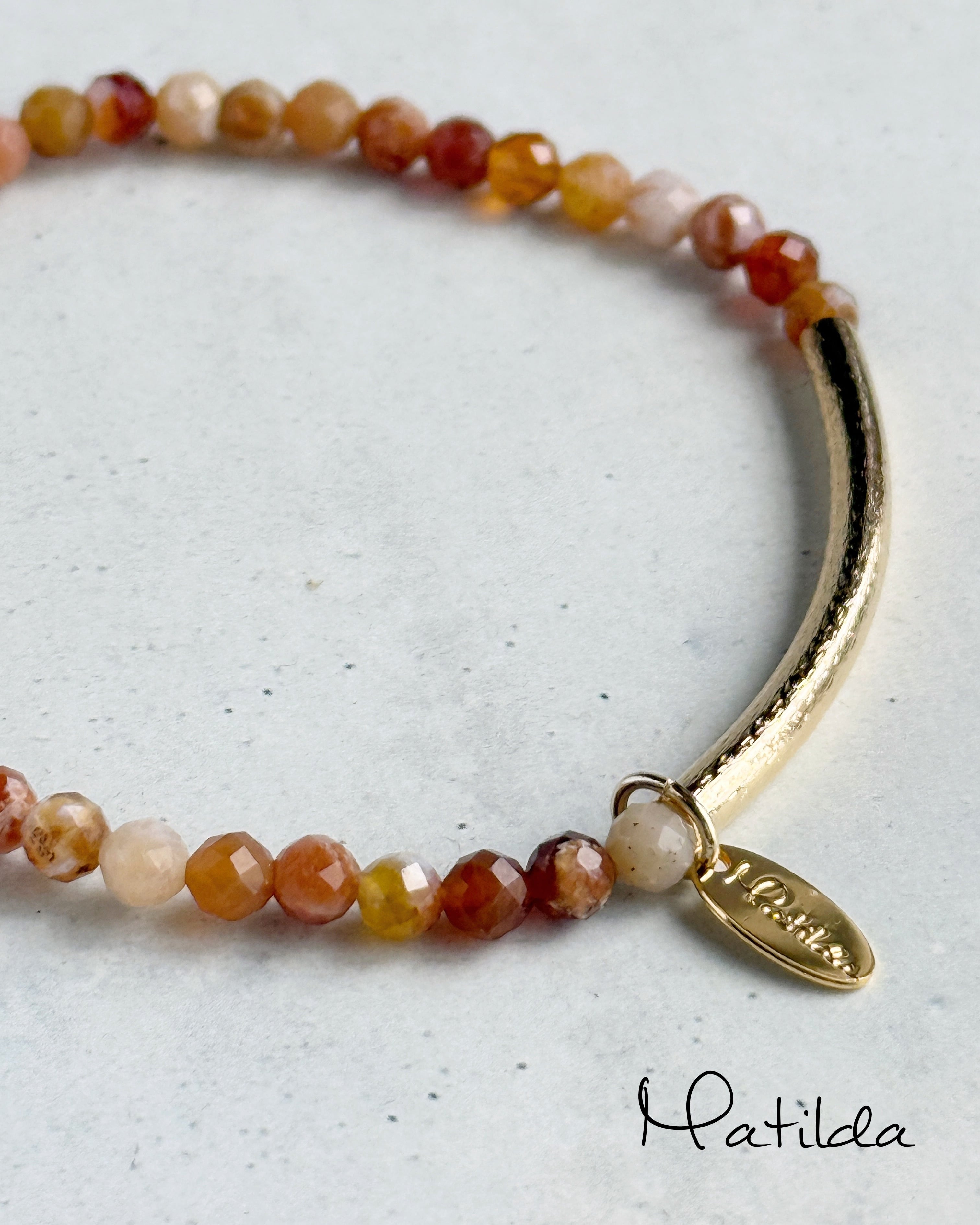 【再販】Tube & stone bracelet(ブランデーオパール)