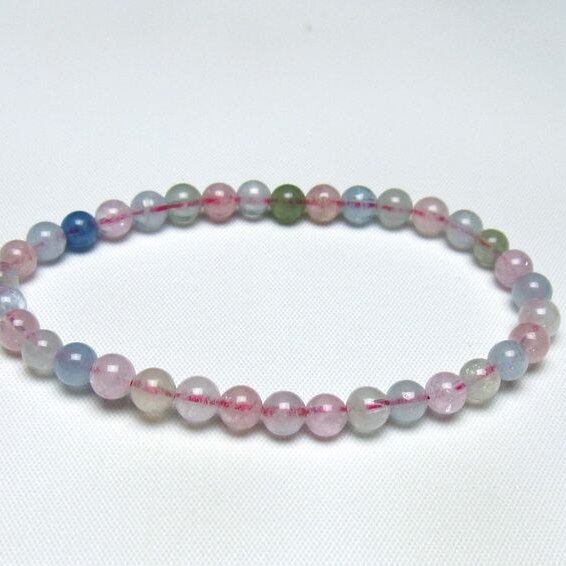 ミックスカラーベリル ブレスレット 5mm 一点物 メール便可 [M便 1/10] 111-48813