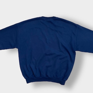 MORNING SUN カワイイ系 スウェットシャツ トレーナー XL ビッグサイズ プリント 無地 ネイビー クルーネック SWEATSHIRTS US古着