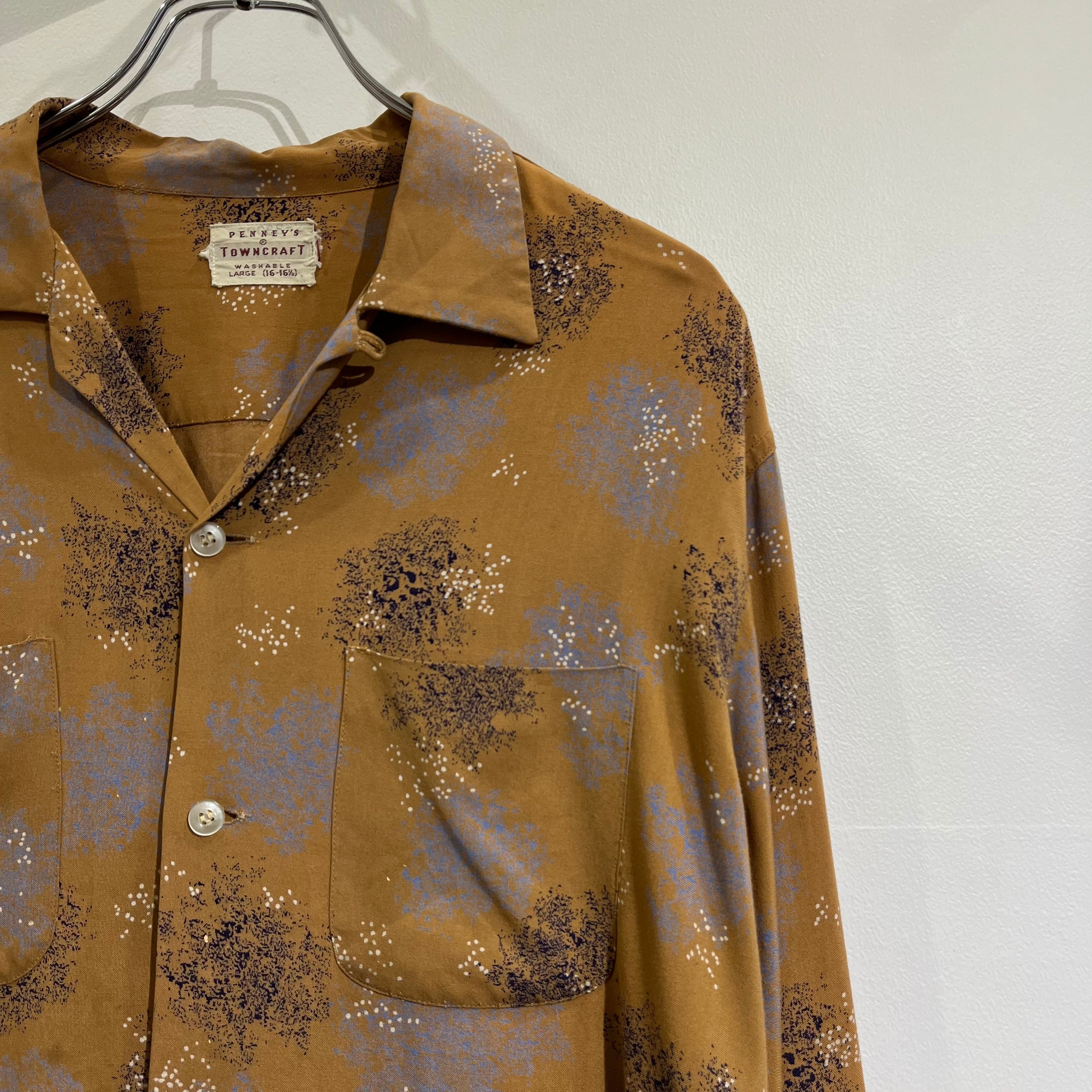 50s Town Craft Rayon Open Collar Shirt 50年代 タウンクラフト