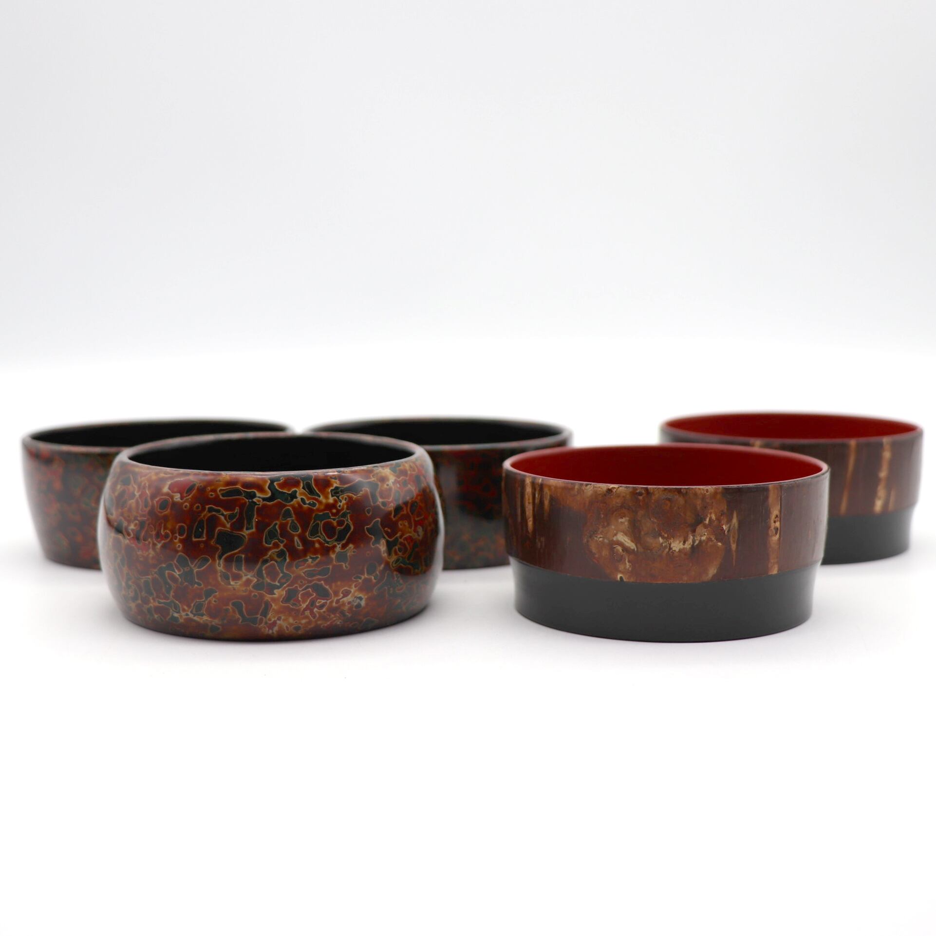 津軽塗（唐塗）バカ塗り・樺細工・徳利袴5客セット・No.220514-32