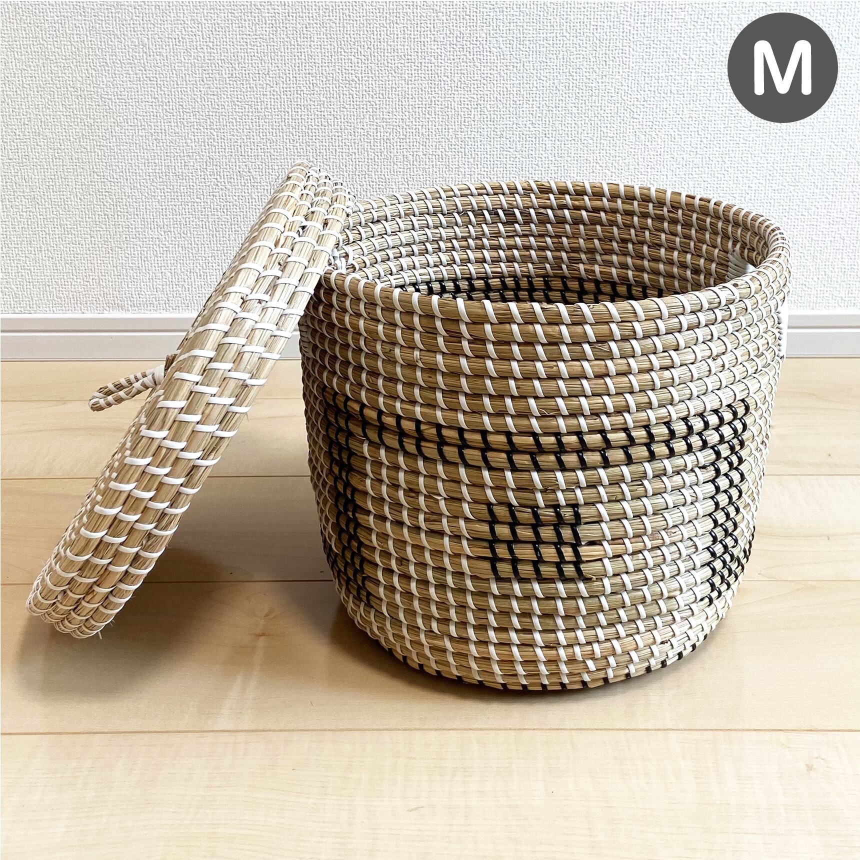 シーグラス バスケット (フタつき) Mサイズ(SGA-505M)