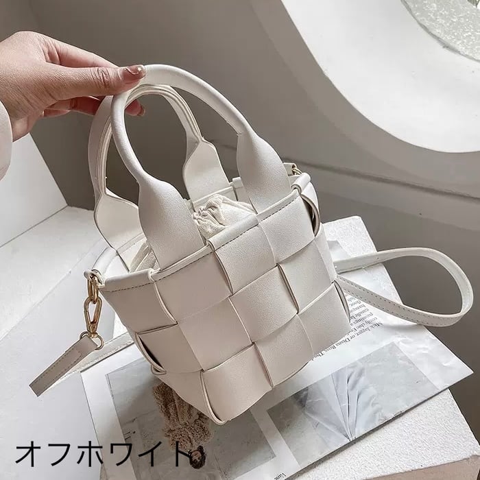 DIANA フリルバッグ ホワイト✕ベージュ ダイアナ かごバッグ 靴