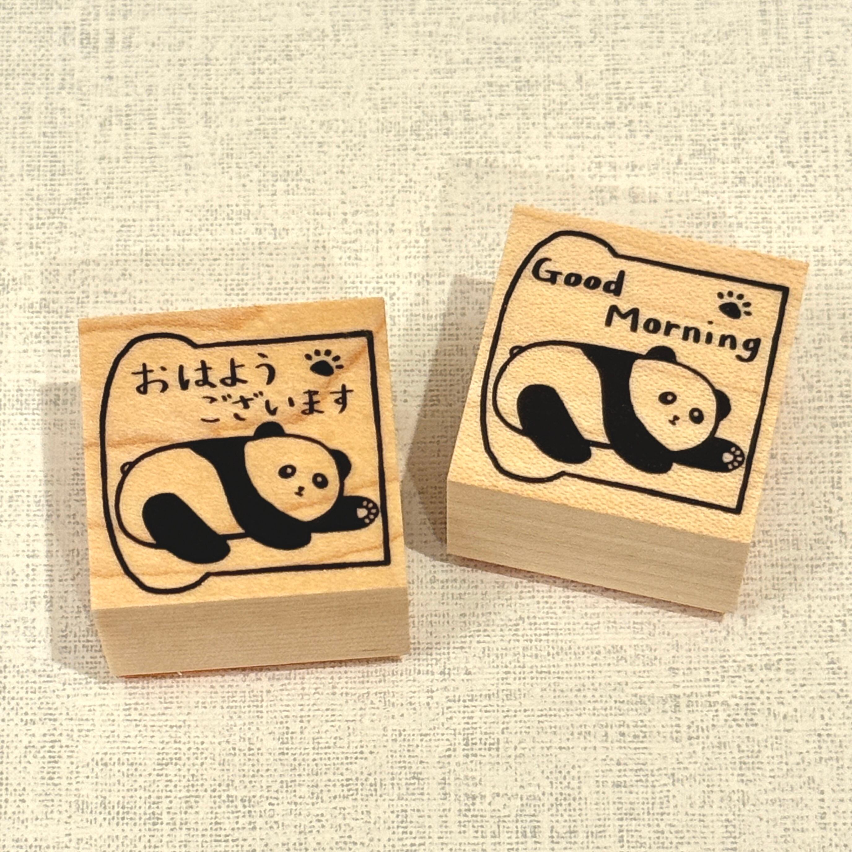 手帳はんこ】Good Morningスタンプ｜Panda | Cherry Stamps