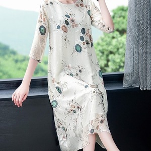 ワンピース レディース 送料無料 ラウンドネック 丸首 五分袖 5分袖 ストレート Iライン 透け感 シースルー 大きいサイズ ビッグサイズ プラスサイズ 大きめ M L XL 2XL 3XL 4XL ゆったり ゆる 楽ちん 体型カバー 二の腕カバー 白 ホワイト 柄 フェミニン きれいめ 上品 エレガント おしゃれ お洒落 大人女子 大人 こなれ感 シンプル 抜け感 20代 30代 40代 婦人服 普段使い 食事会 二次会 同窓会 おでかけ フォーマル ファッション コーデ 春 春服 夏 夏服 秋 秋服