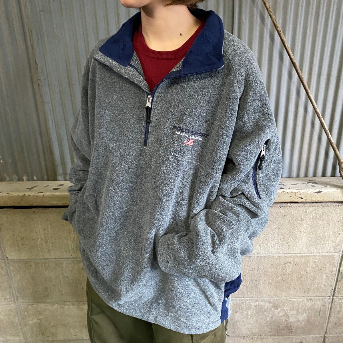 90s ポロゴルフ ラルフローレン ハーフジップ ジャケット メンズ XL オールド ポロ プルオーバー メッシュ ライナー 大きいサイズ ブラック