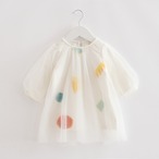 ペイントタッチの長袖チュールワンピ(ホワイト)