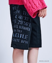 レタリングコットンハーフパンツ (BLACK) CQ-47090