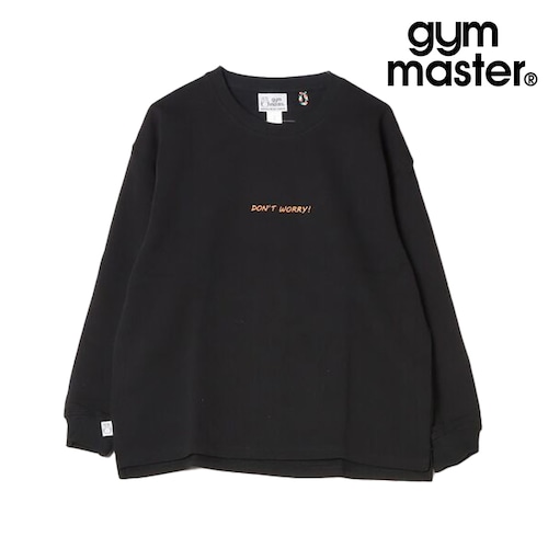 gym master ジムマスター 10.3oz DON’T WORRY BE HAPPY スウェット ビッグTEE ワイドシルエット 長袖Tシャツ メンズ レディース コットン100% メッセージTシャツ G821725 ブラック