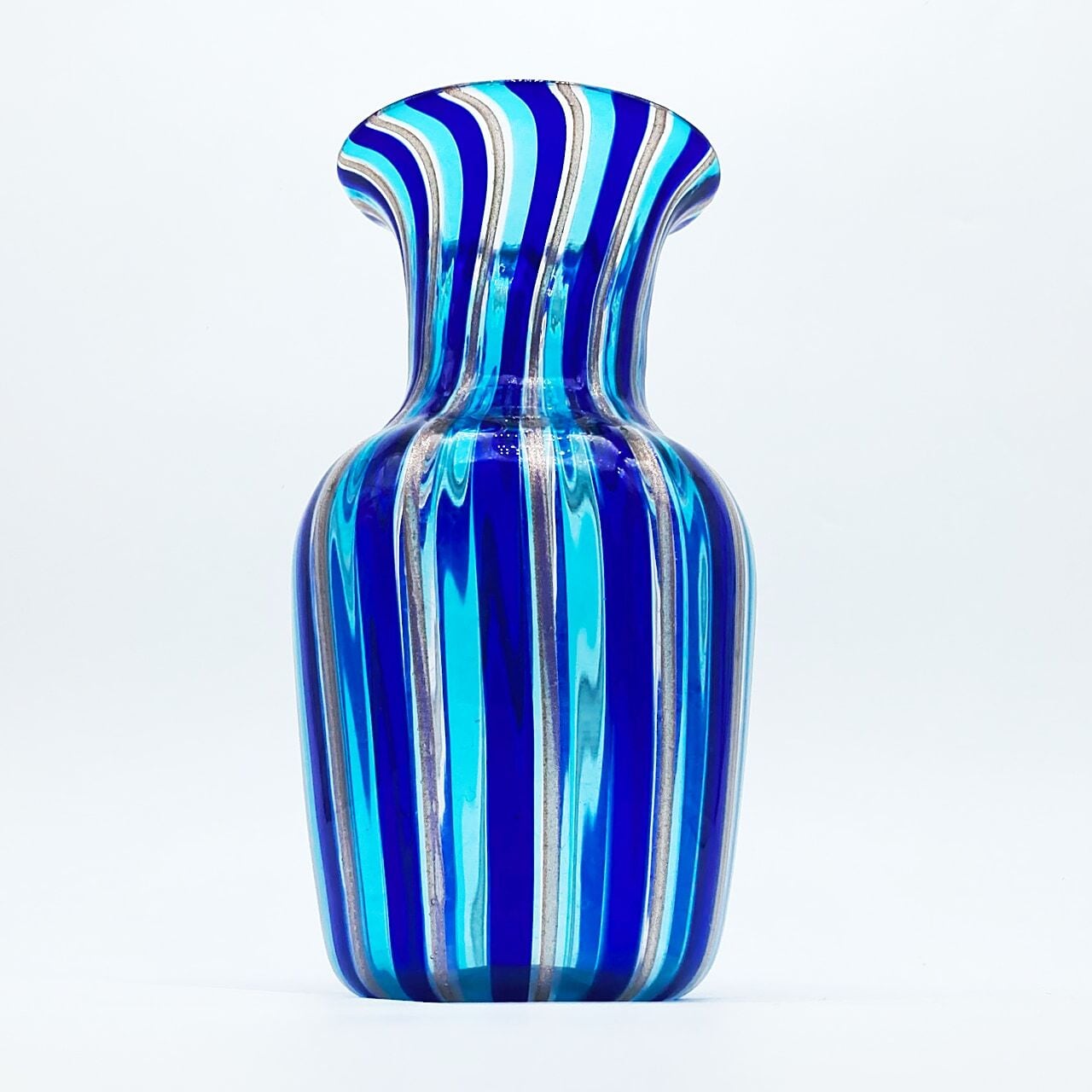 ヴェネチアガラス ムラノ イタリア 花瓶 フィリグラーナ ストライプ ...