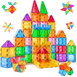【人気】マグネットブロック 80 ピースの磁石タイル マグネットおもちゃ STEM 学習用 教育建設玩具 6歳以上の男の子 女の子 教室や幼稚園 誕生日ギフト