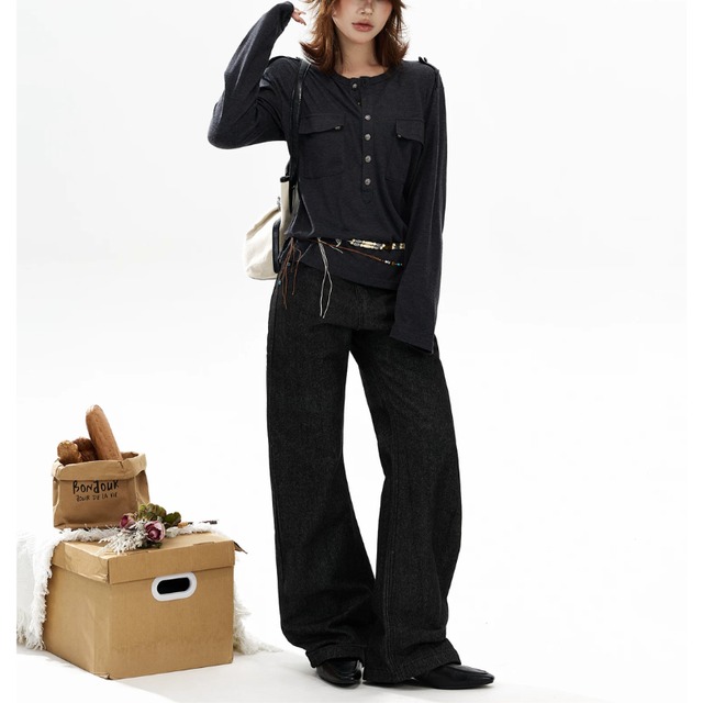 double-pocket front-button tee　ダブルポケットフロントボタンティー　J2124