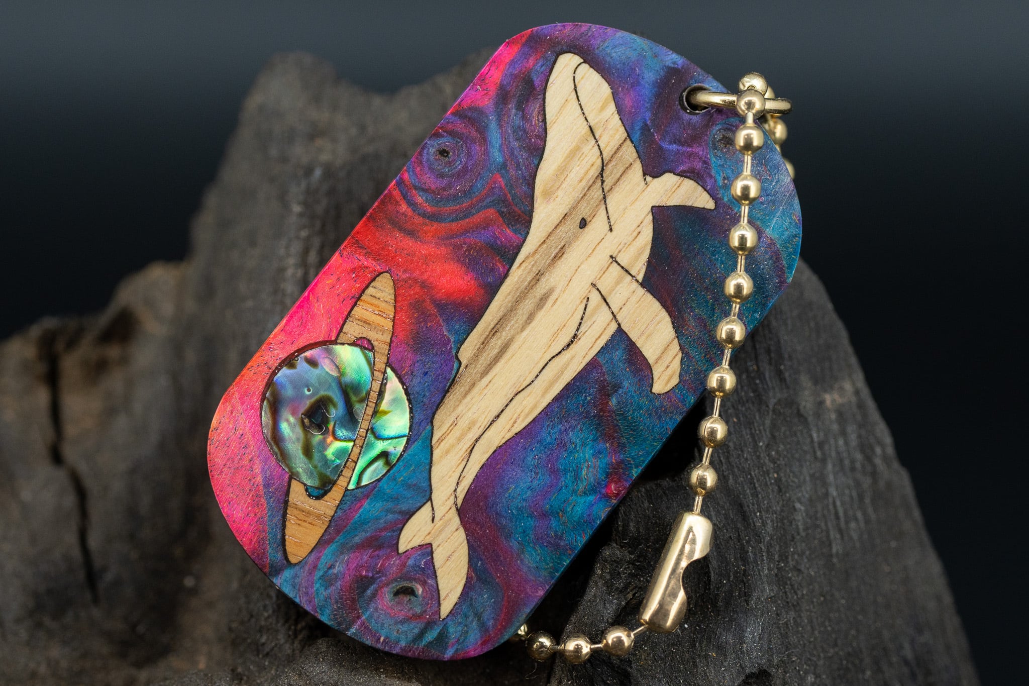 【カナダの象徴】ハードメープル スタビライズウッド ドッグタグ 象嵌 勇魚と惑星