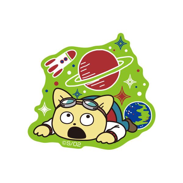 宇宙なんちゃらこてつくん　キャラクターステッカー　スペースグリーン