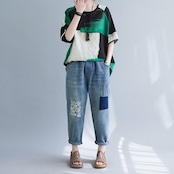 アート配色 抽象柄 Tシャツ 30223