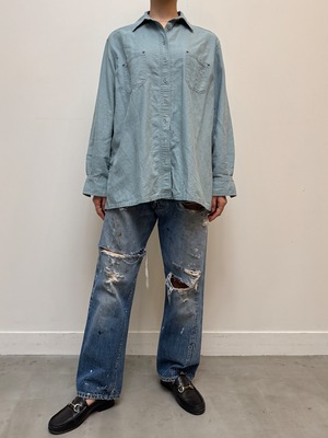 BL13-11 USED WORK SHIRT -DUSTY BLUE-