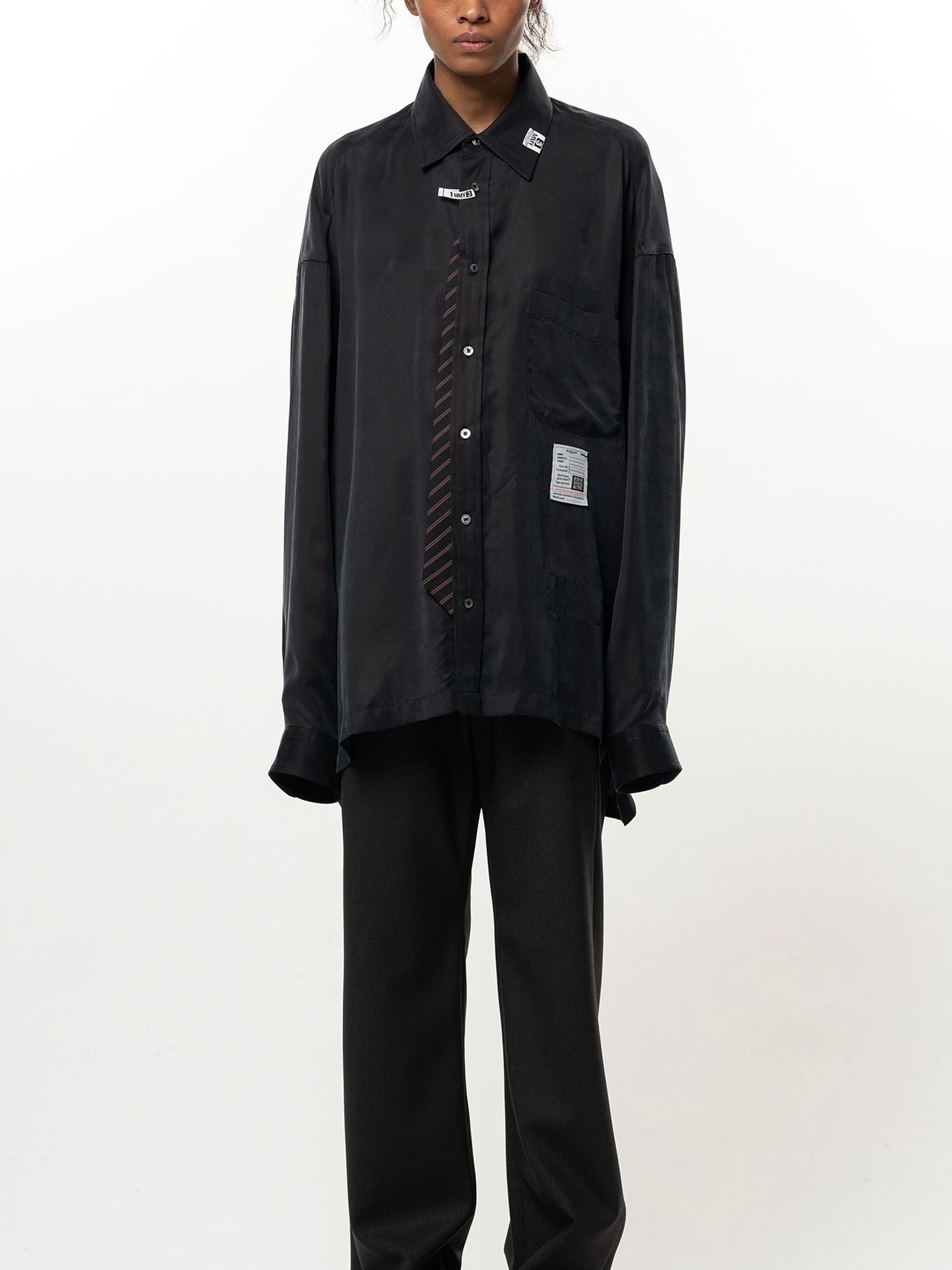 【26AW】Maison MIHARA YASUHIRO ミハラヤスヒロ / シャツ / Attached Tie Long Sleeve Satin Shirt - 8