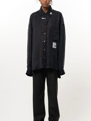【26AW】Maison MIHARA YASUHIRO ミハラヤスヒロ / シャツ / Attached Tie Long Sleeve Satin Shirt
