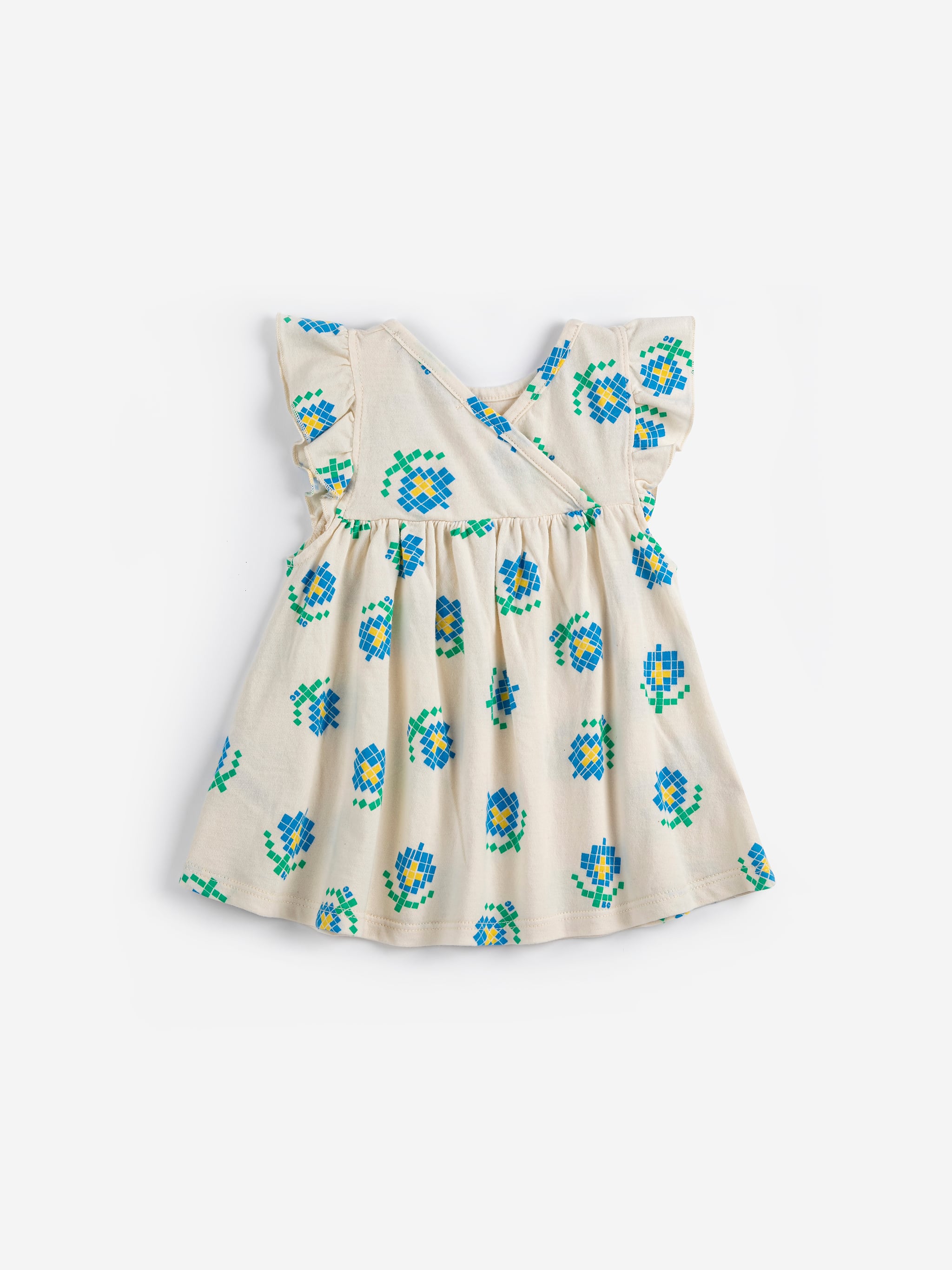 【26SS】bobochoses(ボボショーズ)Pixel Flowers all over ruffled dress(12m/18m/24m)ワンピース デイジー