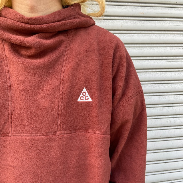 新品　NIKEACG ナイキ　フリースパーカー　ポーラテック　赤系　L
