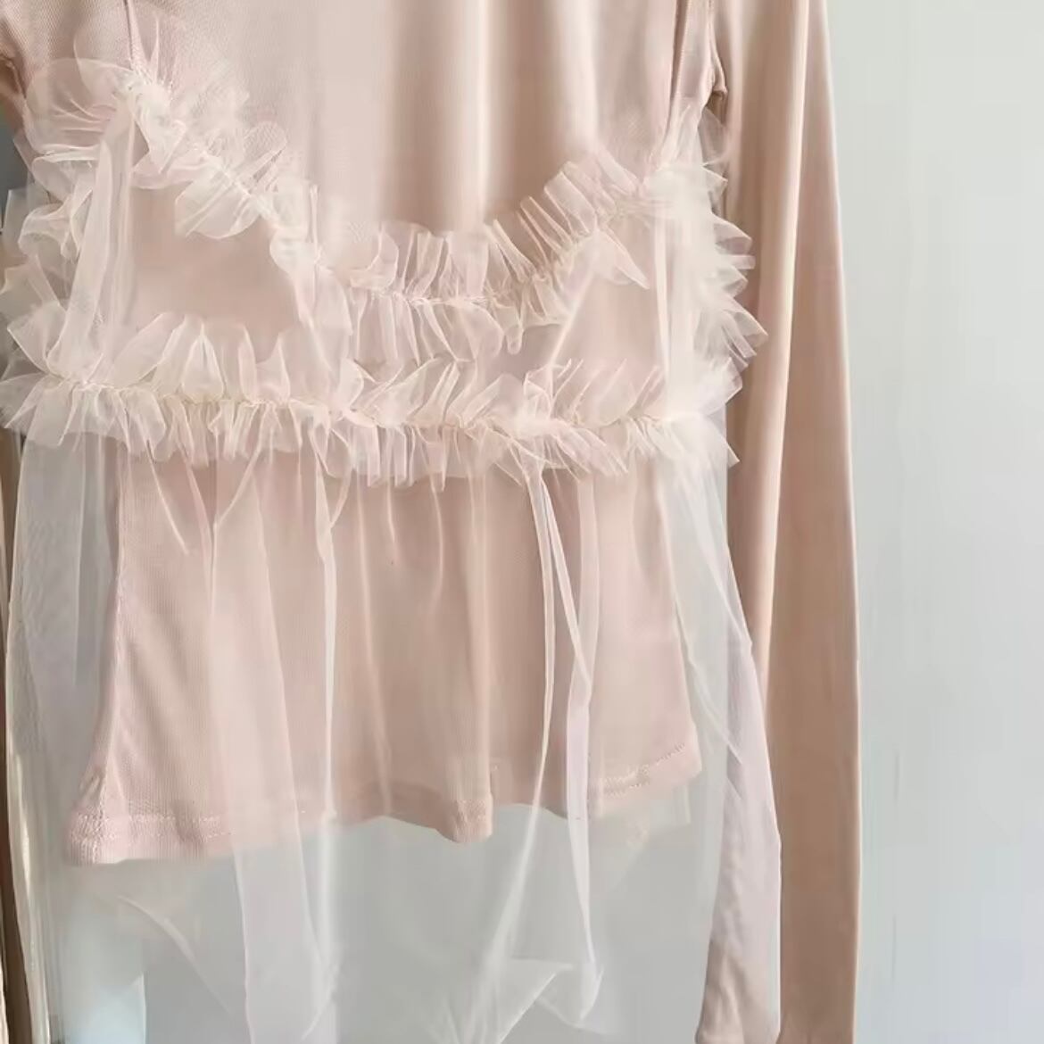 sheer bustier long t-shirt set