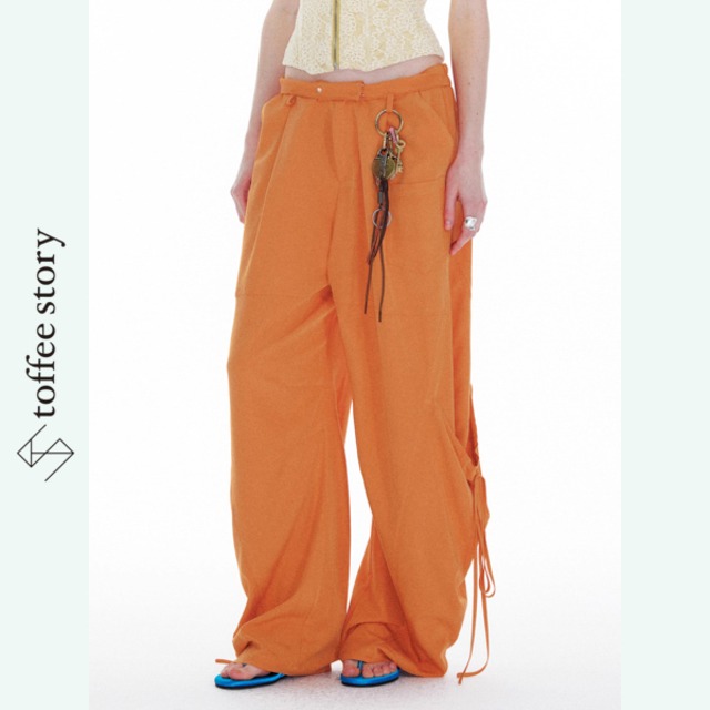 烈日のポケット・オレンジワイドパンツ 《B0003》