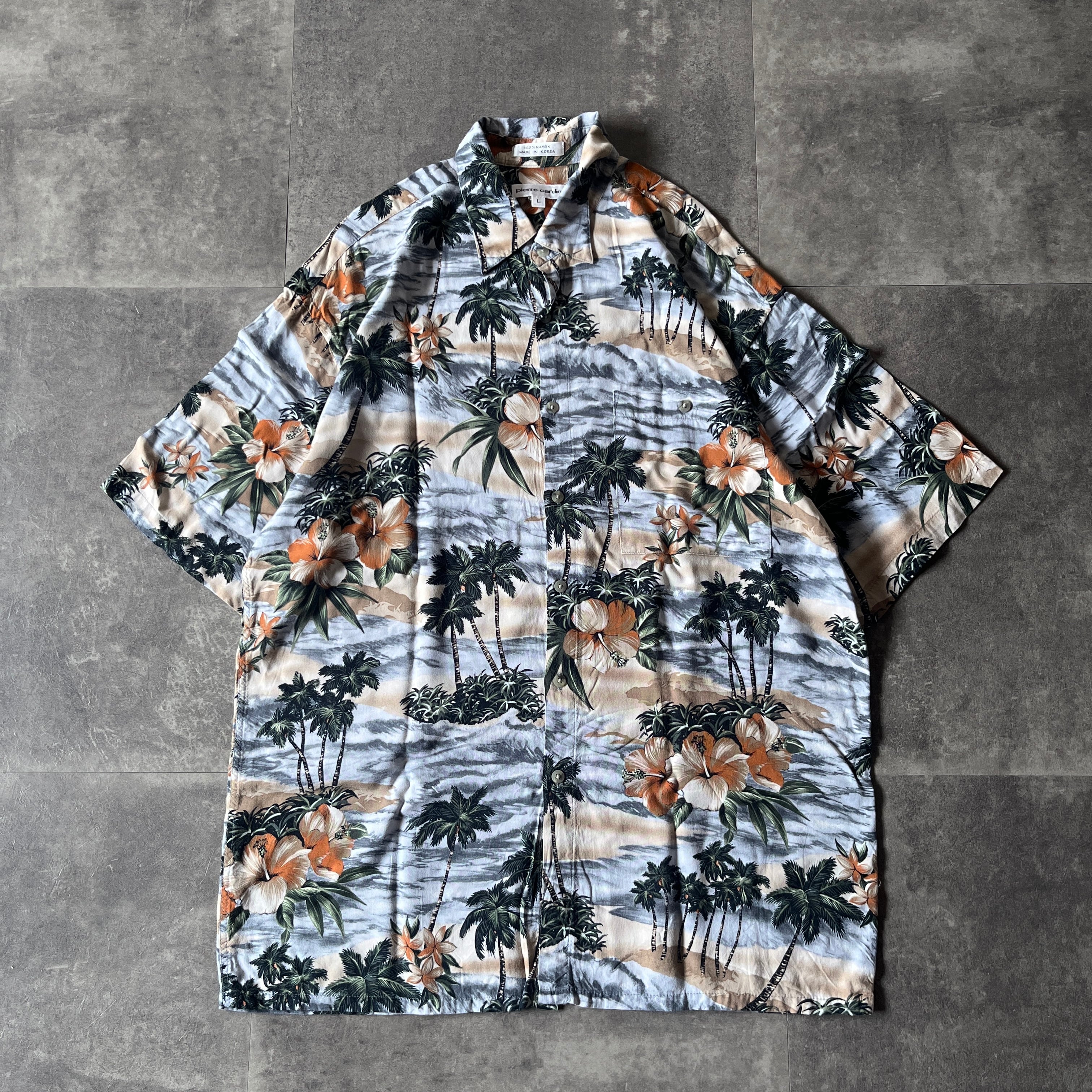 00s Bahama シルクシャツ 開襟 紺 L A447 無地 Tommy Bahama S/S