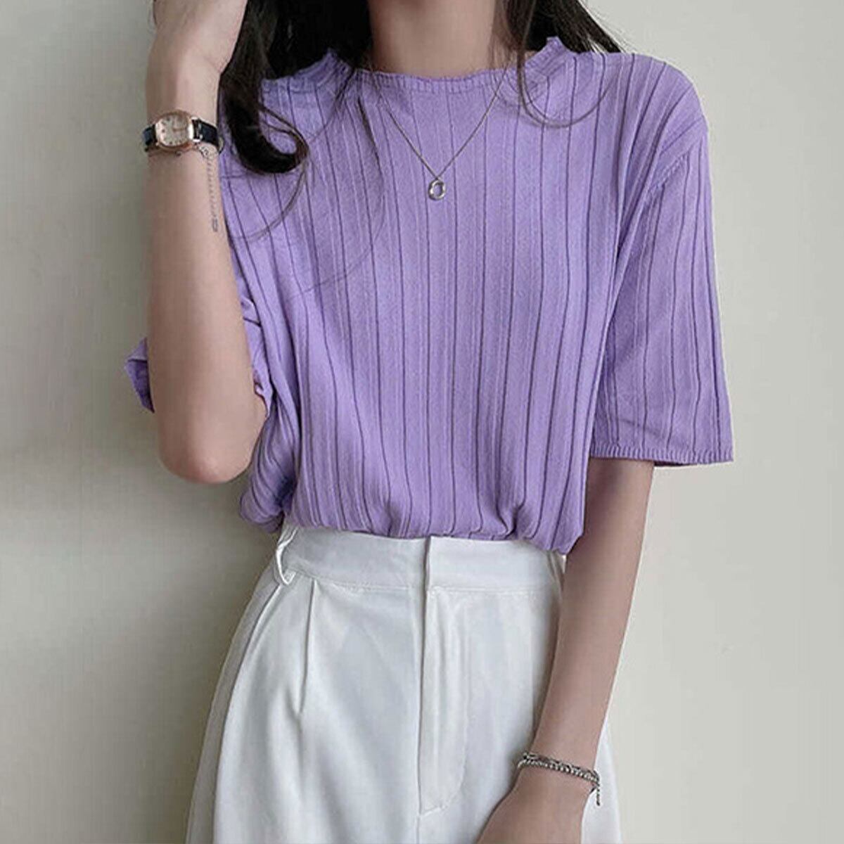 ニット 半袖 トップス レディース 春夏 韓国 きれいめ シンプル 大人 カジュアル リブニット 着回し サマーニット 薄手 オフィスカジュアル 通勤 ビジネス 大人可愛い 大人女子